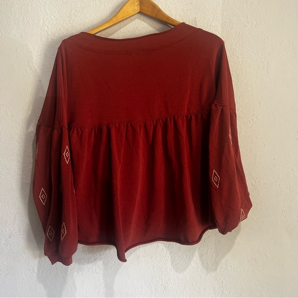Baevely Brand Boho Top - Rust Colored With Embroidery - Picture 5 of 5